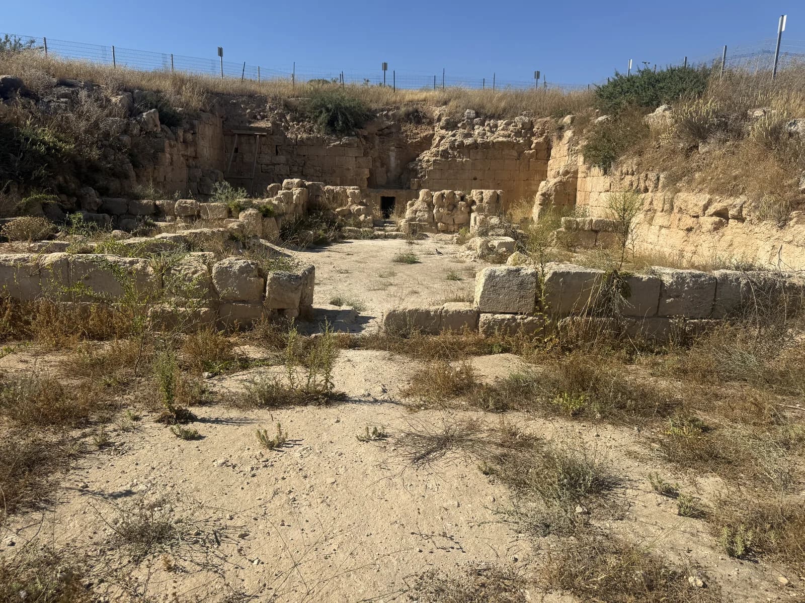 מבט כללי על חצר המערה המגודרת ביער לכיש