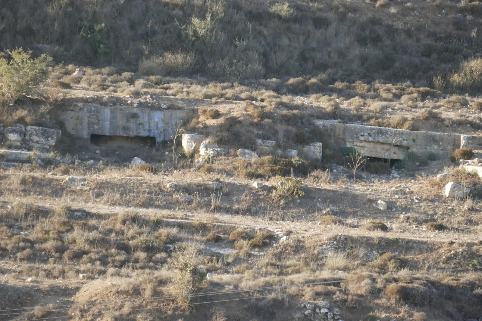 חזיתות קברים חצובות בסלע במדרון שמדרום לתל
